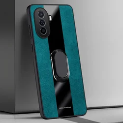 Ring Holder Leather Case For Huawei Nova Y70 Plus Back Cover Luxury Magnetic Silicone Phone Case For Huawei Nova Y71 Y70 Coque