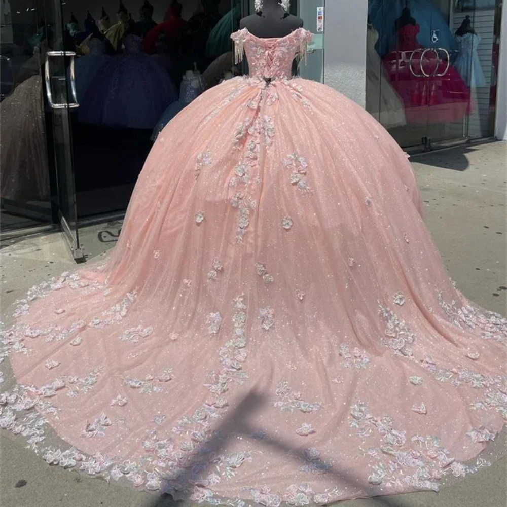 Robes de Quinceanera princesse kly personnalisées, robe de Rhrose, paillettes douces, appliques de glands, 16 perles, Rotterdam, 15e fête d'anniversaire