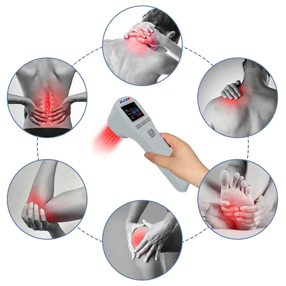 ZJZK Fisioterapia Laser, Dispositivo de Terapia a Laser, Cura de Feridos, Tratamento a Laser para Neuropatia, Pulso e Modos Contínuos, 880mW, 4 × 808nm