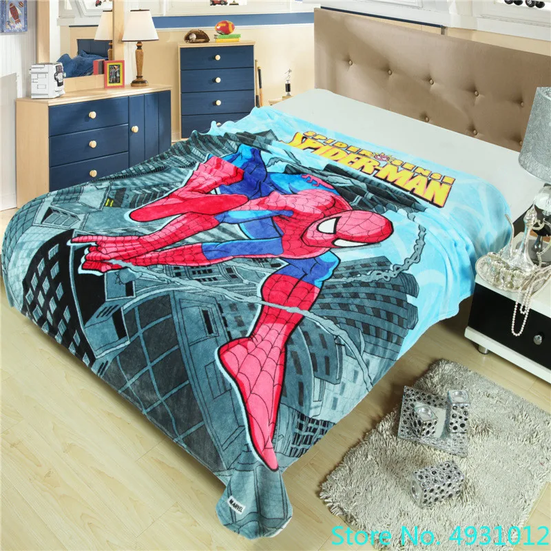 Manta de franela con dibujos animados de Spiderman, manta de Los Vengadores para niños, regalo para cama/sofá, 2024x150 cm, decoración de dormitorio, 200