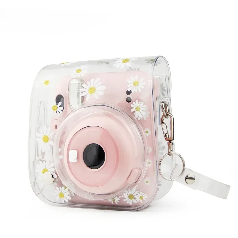 Transparent Dried Flowers Daisies PVC Camera Case For Fujifilm Instax Mini 12/11/9/8/40 Bag Cover Pouch Protector