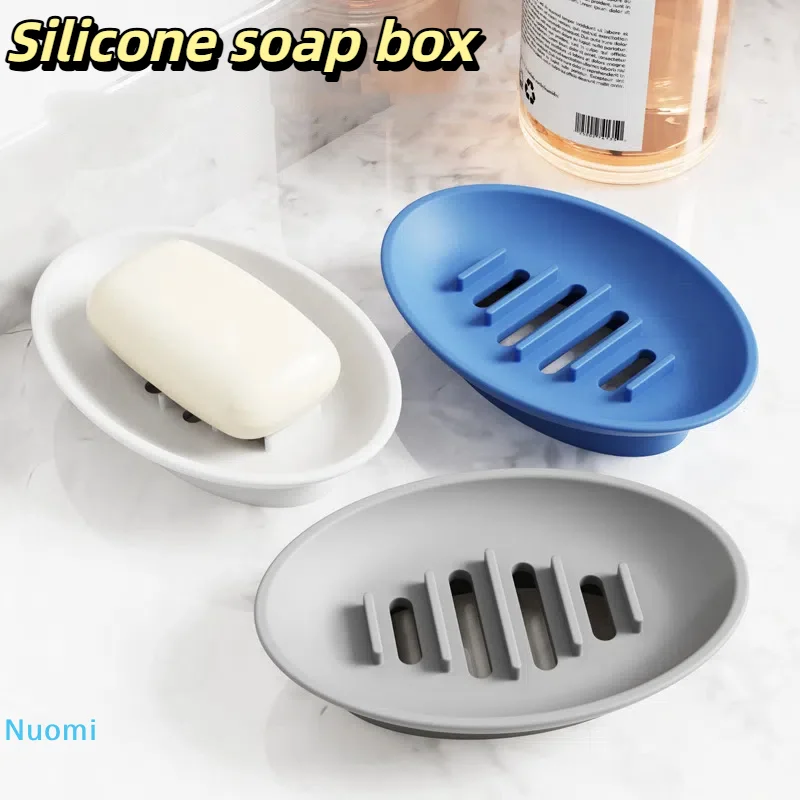 

Silicone soap box Bathroom Soap Holder Tray Flexible Hollow Design Soap Dish Soap Saver Drainer Sponges Scrubber Display