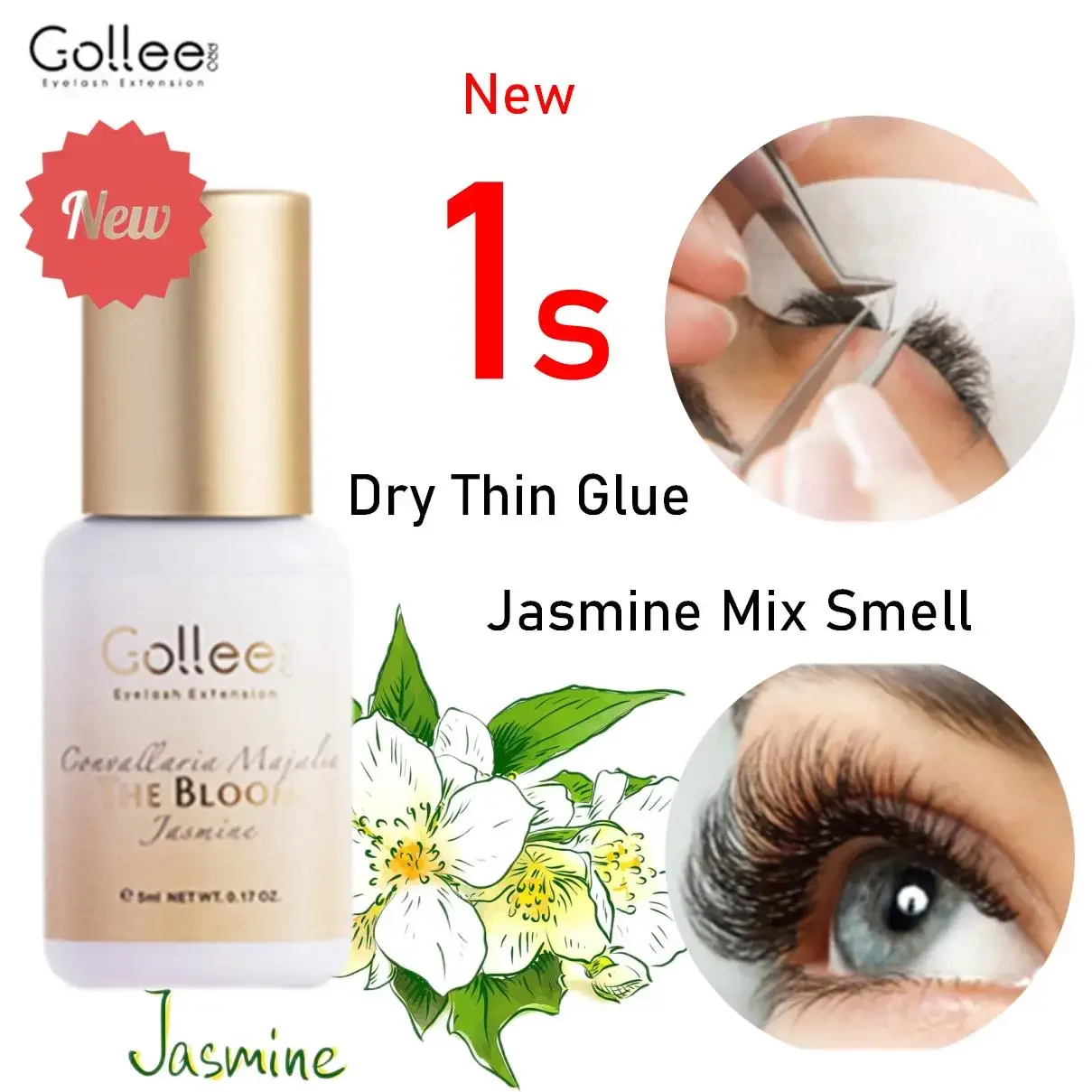 

Gollee Jasmine Scent 5ml Glue Lash Extension 1s Dry Eyelash Glue Semi Permanent Waterproof Glue Bonder Pro Eyelash Supplies