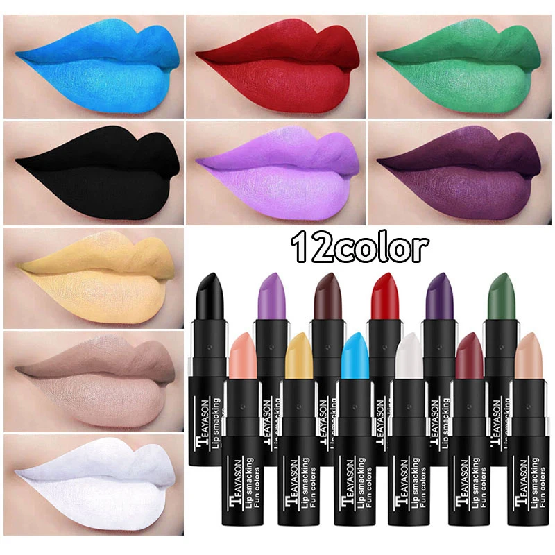 Colorful Long Lasting Nude Dark Red Black Lipkit Pigment  Waterproof Halloween Makeup Sexy Lipstick Matte Make Up Lip Gloss