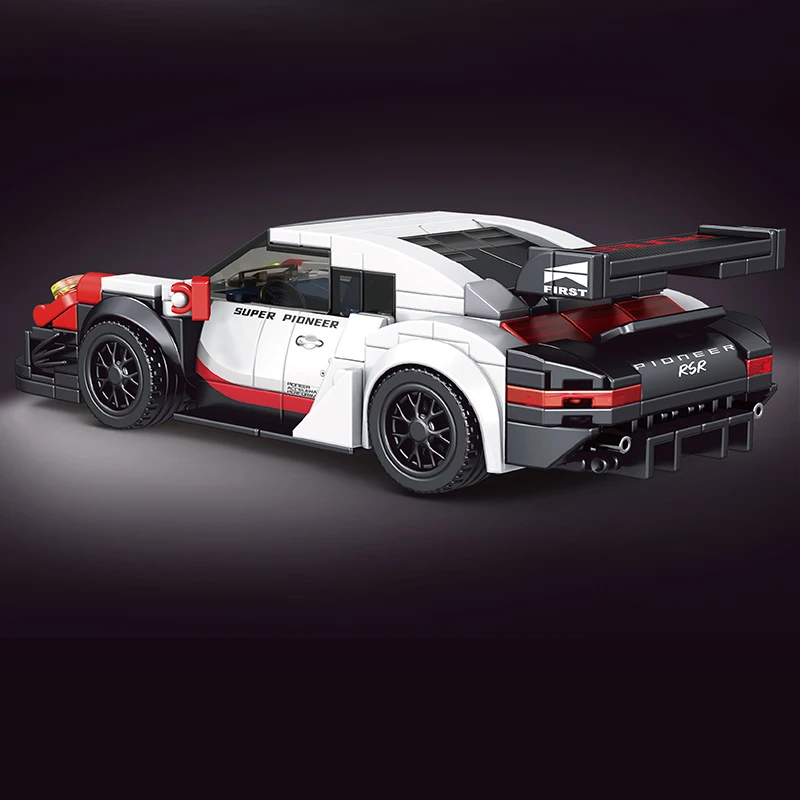 Molde rei carro de corrida rsr conjuntos de construção de carro com vitrine acrílica modelo brinquedos blocos de construção kit presente aniversário para crianças meninos