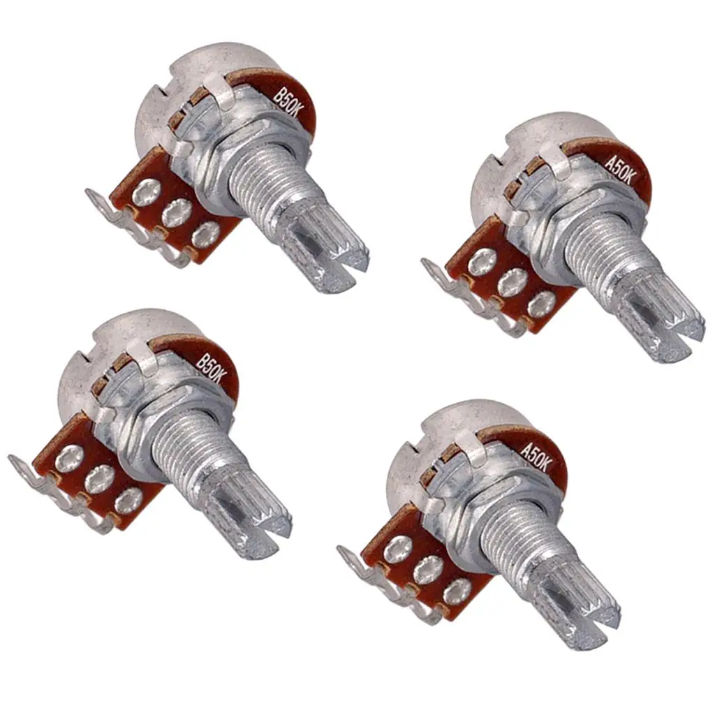 Metric Full Size 18mm Split Shaft Pots A50K & B50K Guitar Potentiometers, 4 Pieces