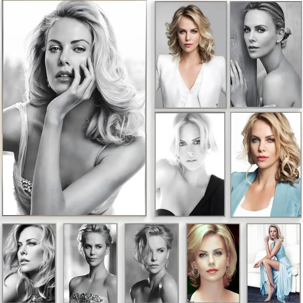 charming actress c-charlize theron Poster Classic Wall Art  Home Decor  Peel and Stick Unframed