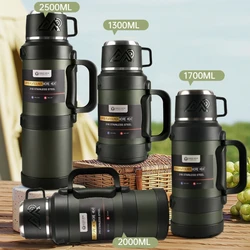 Stainless Steel Thermos Bottle with Handle Outdoor Portable Large Capacity Thermal Water Bottle ,Keep Hot and Cold for 72H