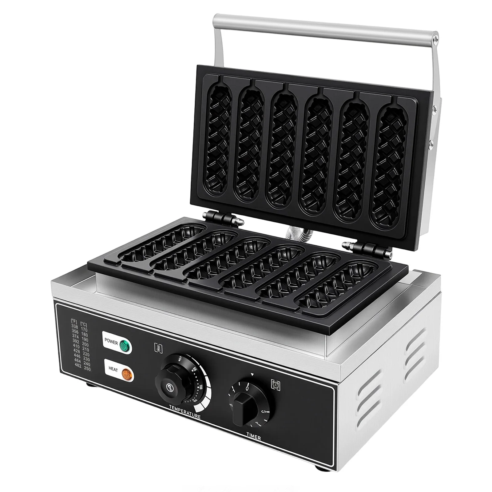 Commerciële Hotdog Maker 1500W 6-rollen grillmachine van roestvrij staal, elektrische worstkoker voor restaurant, snackbar, kiosk - afbeelding 2