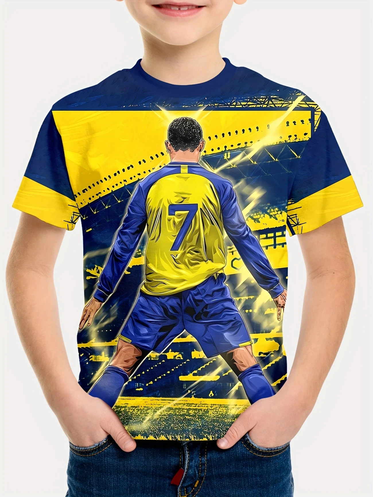 تي شيرت رجالي مطبوع ثلاثي الأبعاد من كريستيانو رونالدو لكرة القدم مجموعة المعجبين في الهواء الطلق سريع الجفاف للياقة البدنية ملابس رياضية يومية قابلة للتنفس #3