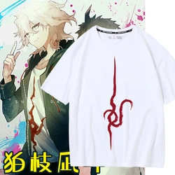 Danganronpa Anime Periphery Komaeda Nagito Same cosplay short-sleeved T-shirt  pure cotton high-quality men's and women's tops