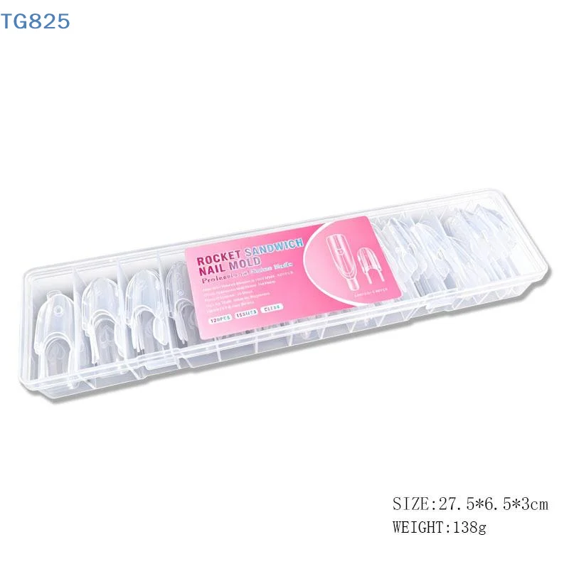 【AN】【AN】Sandwich Dual Nail Forms 120pcs 15size Rocket Shape Full Cover Top & Bottom Mold For Nail Art Extension Manicure Kit