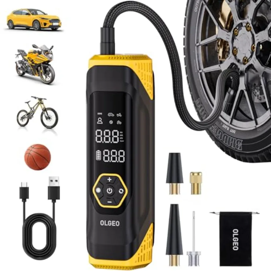 

Portable Air Compressor 180PSI Tire Inflator for Car Motorcycle and Ball 6X Faster Air Pump with Builtin Pressure Gauge Compact