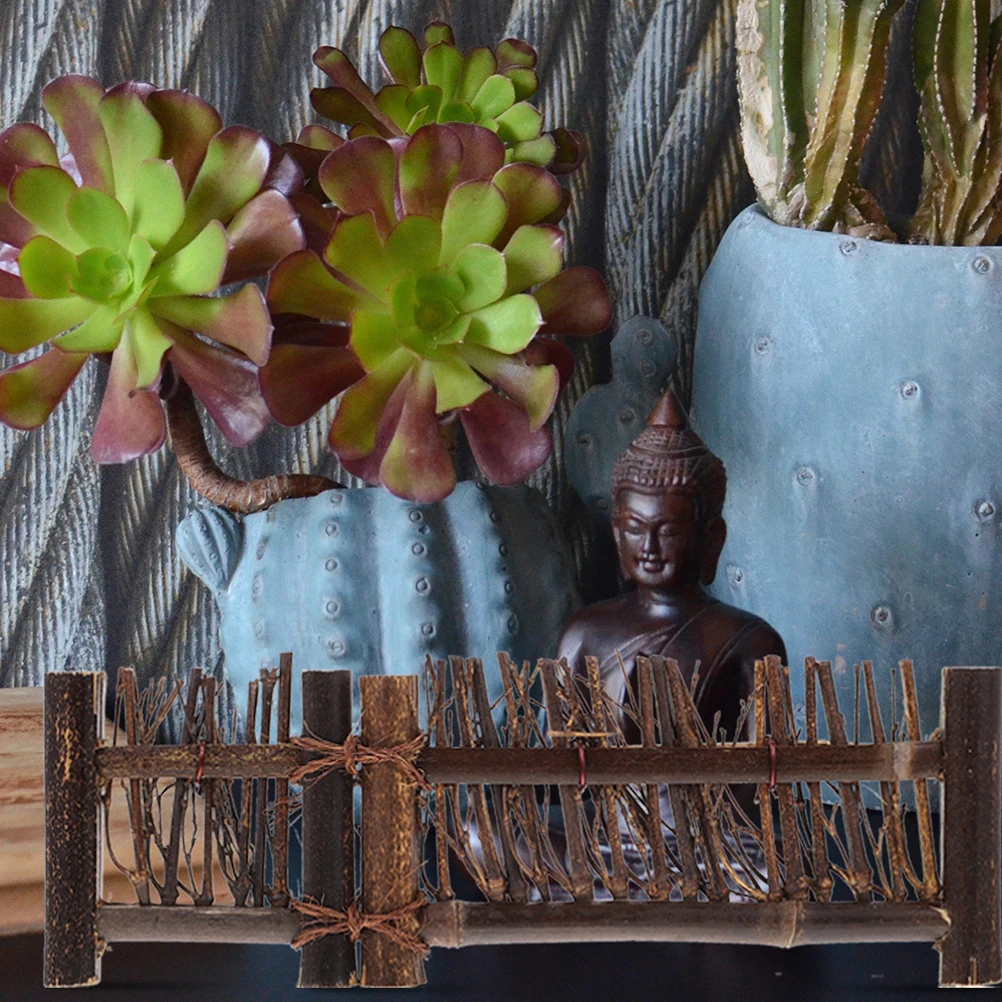 

2pcs Miniature Bamboo Barrier Zen Decorative Screen Fence For Micro Landscape Mini Edging Garden Home Tea Ceremony Decor