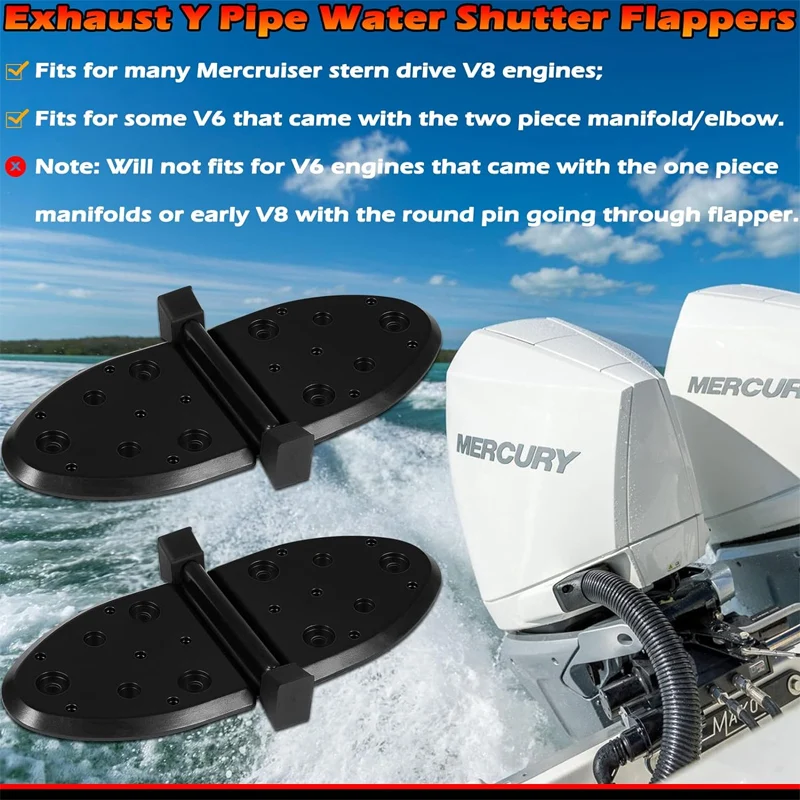 807166A1 Water Shutter Kit, Y-Pipe Exhaust Water Shutter Flappers Perfectly Compatible with Mercruiser Stern Drive V8 V6 Engines
