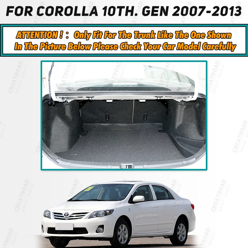 Full Coverage Trunk Mat For Toyota Corolla Non-hybrid 2007-2013 12 11 10 09 08 Car Boot Cover Pad Interior Protector Accessories