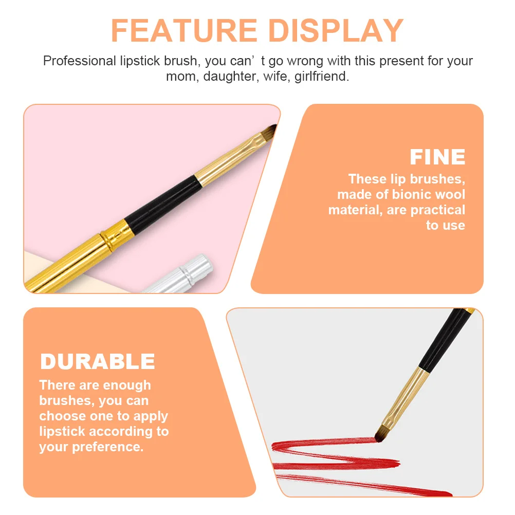 

6pcs Retractable Lip Brush For Women Bionic Wool Makeup Tool Soft Handle Portable Lipstick Applicator Brush Set