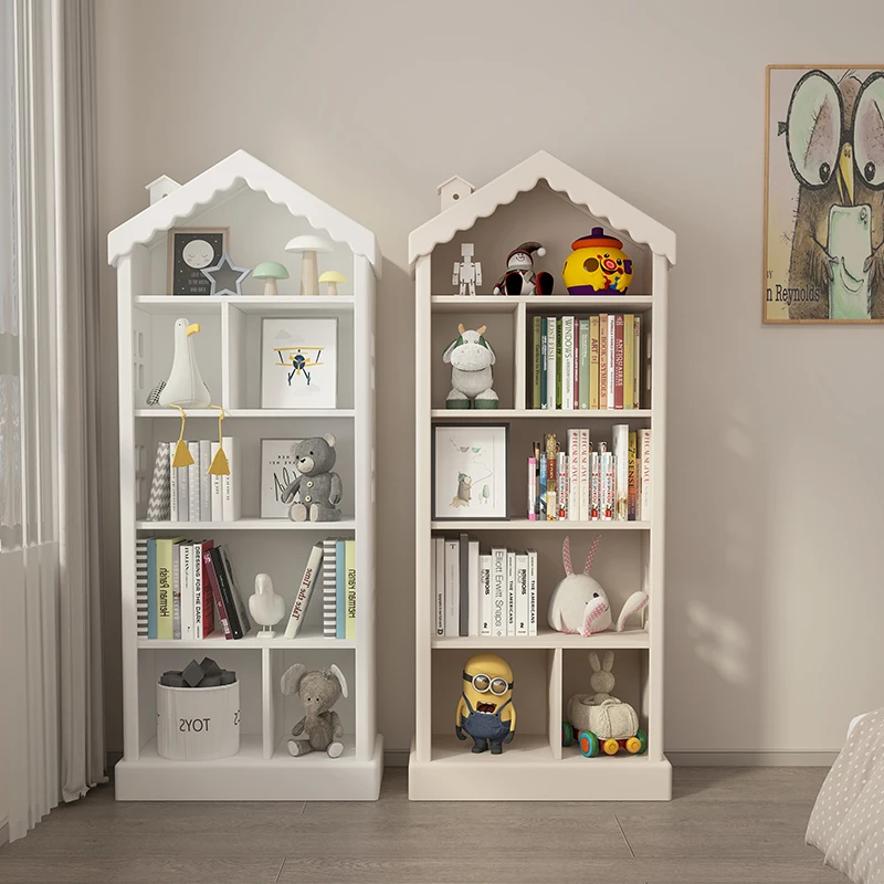 

Cream style bookshelf shelves, children's toys, solid wood bookcase