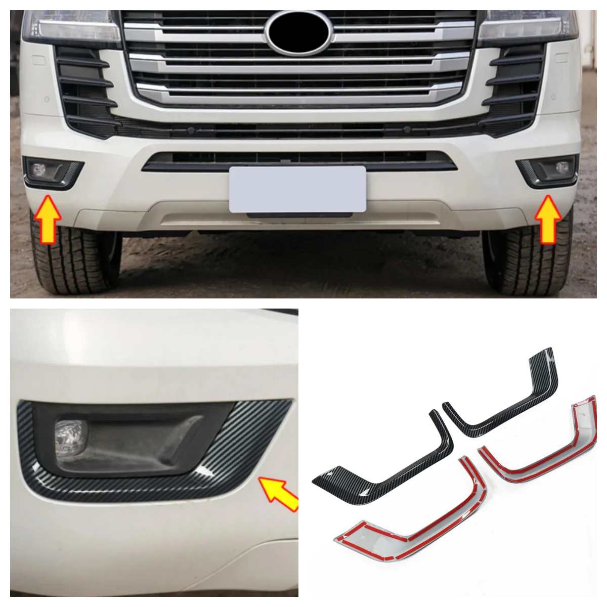 

For Toyota Land Cruiser 300 2021 2022 2023 LC300 Exterior Chrome Accessories Front Fog Lamp Decoration Strip 2PCS/SET