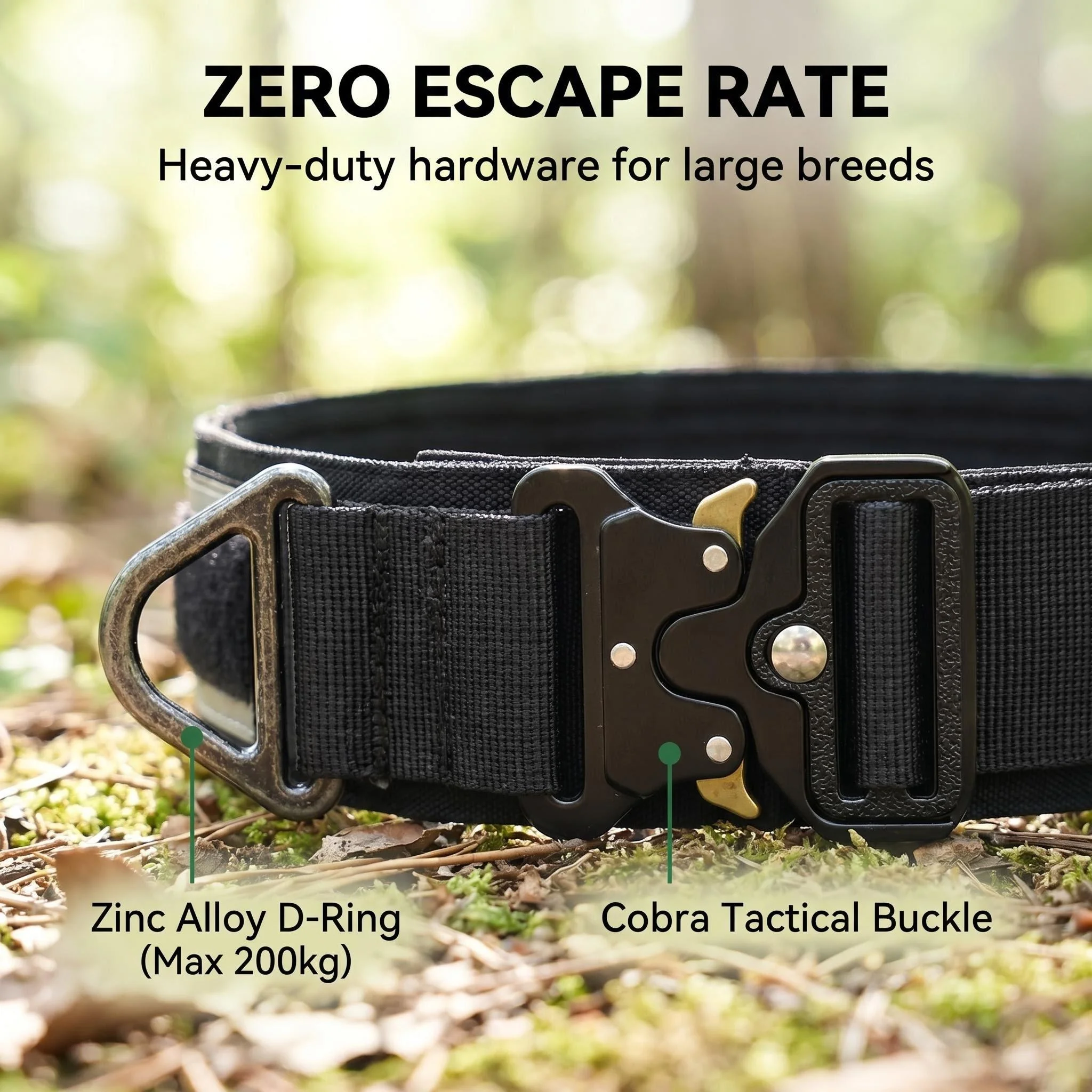 Reflective Tactical Dog Collar, Heavy Duty Nylon Adjustable with Quick Release Buckle for Small Medium Large Dogs view 4