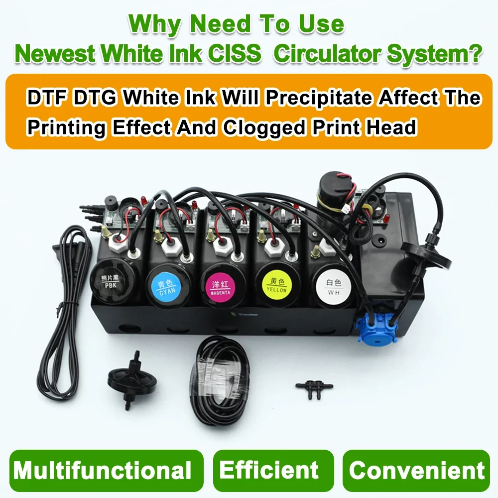 System cyrkulacji białych atramentów UV CISS Lampa utwardzająca Modyfikacja światła dla Epson Konwertuj naklejkę UV Drukuj mieszadło z białym atramentem