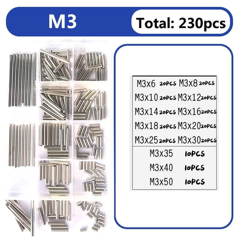 M1 M1,5 M2,5 M3 M4 M5 M6 M8 Zylinderstift Ortungsdübel-Set 304 Edelstahl Fester Sicherungsstift Wellenbefestigung Metall Vollstab – Detail 11