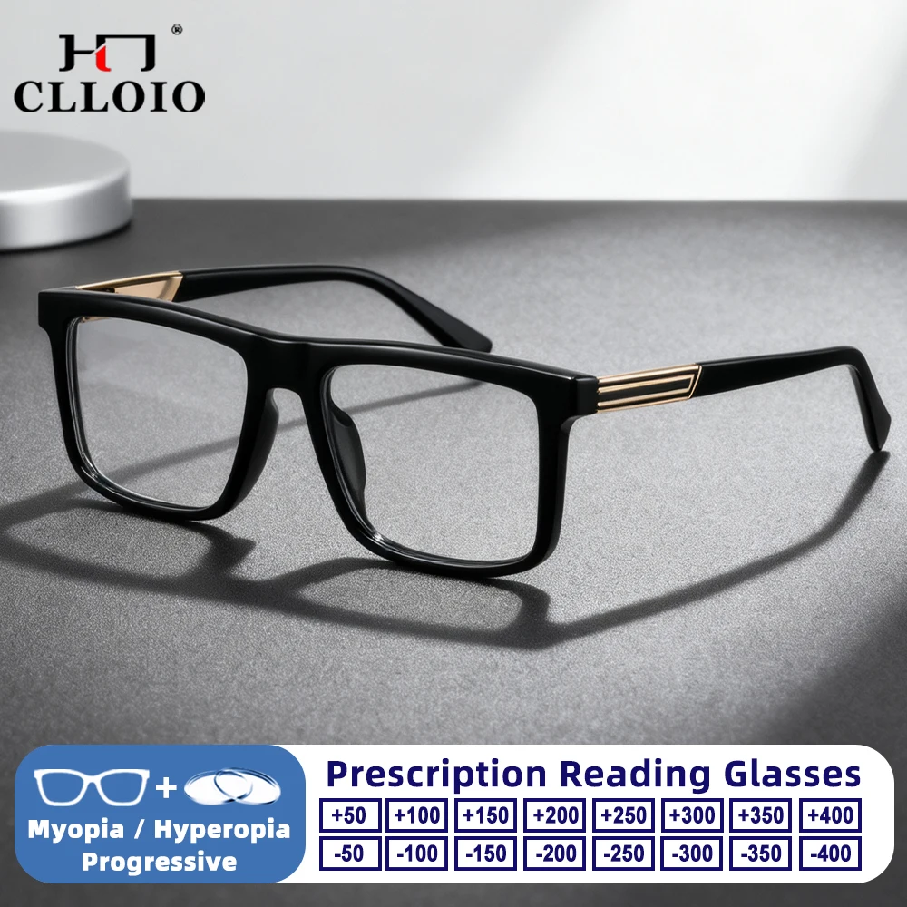

CLLOIO New Design Fashion Men Square Myopia Hyperopia Optical Eyeware High QualityBlue Light Filter Reading Prescription Glasses