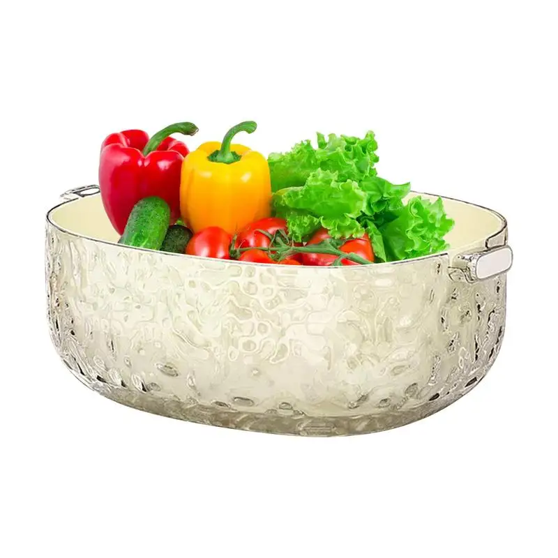 Double Layer Drain Basket Double-Layer Fruit Vegetable Washing Food Strainers Sturdy Drain Basket Noodle Pasta Strainer