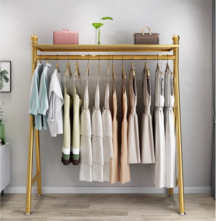 Clothes drying rack floor folding household simple horizontal bar clothes and hat rack drying shoes bag storage rack