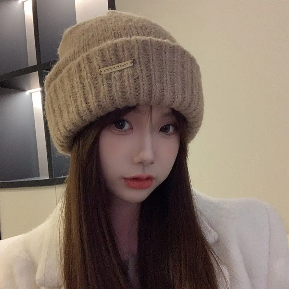 Fashion Warm Cap Knitted Hat Korean Wool Hat Crochet Basin Cap Solid Color Jennie Style Knit Beanie Apparel Accessories