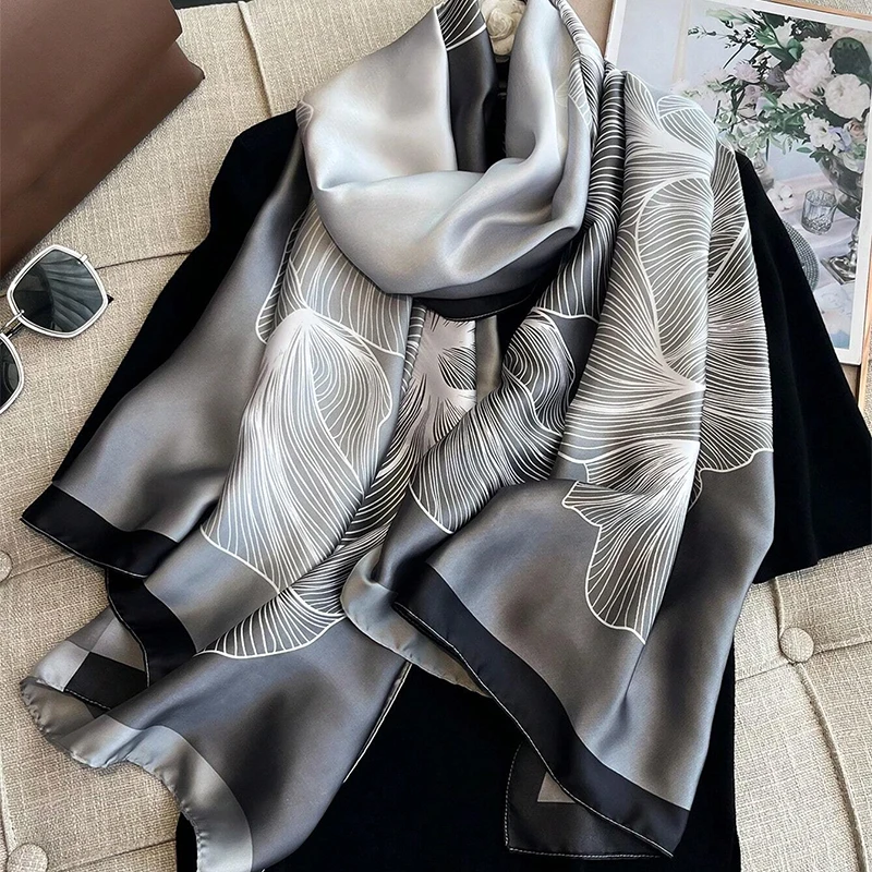 180*90cm Luxury Brand Women Summer Silk Scarves Shawl Lady Wrap Soft Female Europe Designer Beach Bandanna foulard muffler pareo