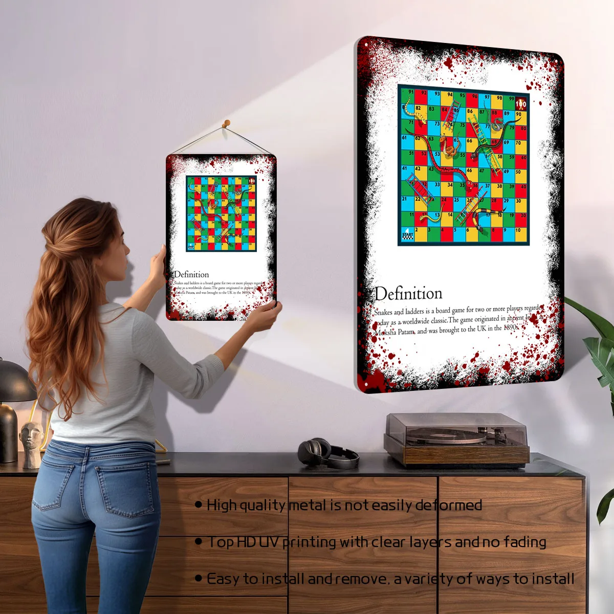ثعبان وسلم ملصق لعبة صفيح تسجيل جدار ديكور علامات معدنية مخصصة للاعبين غرفة الألعاب الديكور إطارات الحائط الزخرفية #2