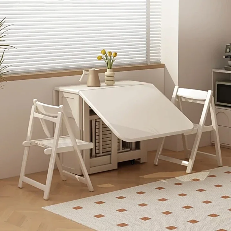 Mesa de jantar de madeira de luxo dobrável conjunto de mesa de jantar 6 cadeiras simples nordic mesas pegables portatil móveis da sala de jantar