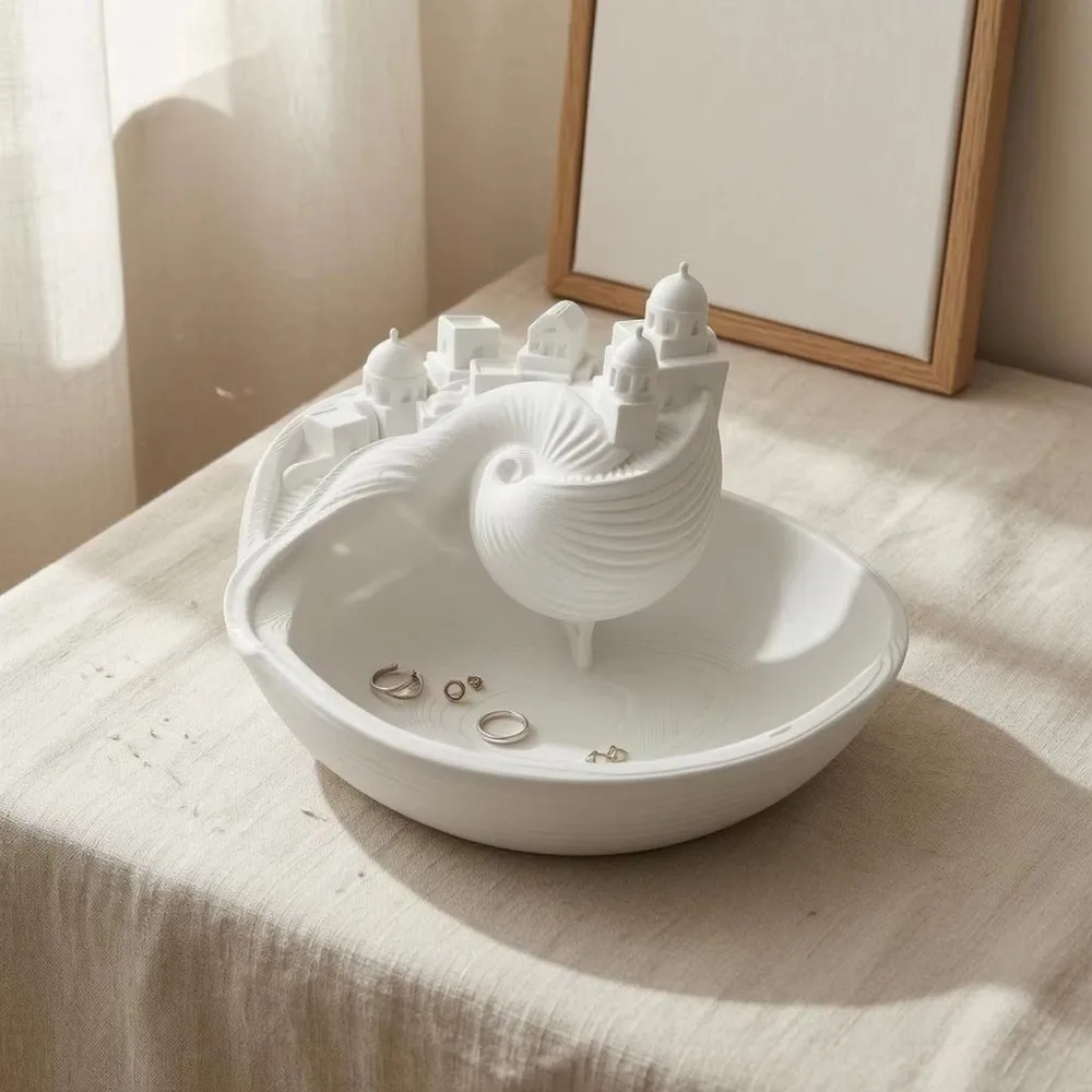 New Conch Shell Shape Catchall Bowl Shelf Display Spiral Divider Shell Key Bowl Desktop Decor Organizer Tray