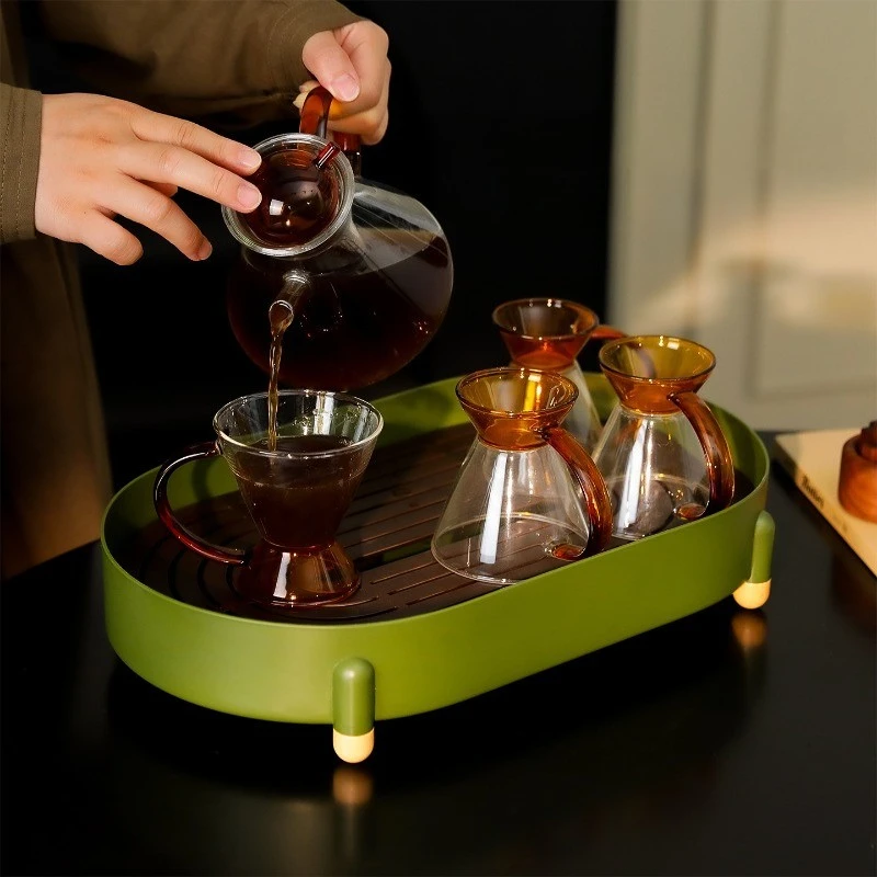 Tea Tray for Home Use Heat-resistant Modern Light Luxury High Aesthetic Value Small Water Cup Double-layer Draining Fruit Tray