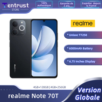 Global Version realme Note 70T AI Smartphone 6.75 inches 90Hz Screen 6000mAh Battery 13MP Al Camera Octa-core Chipset IP54