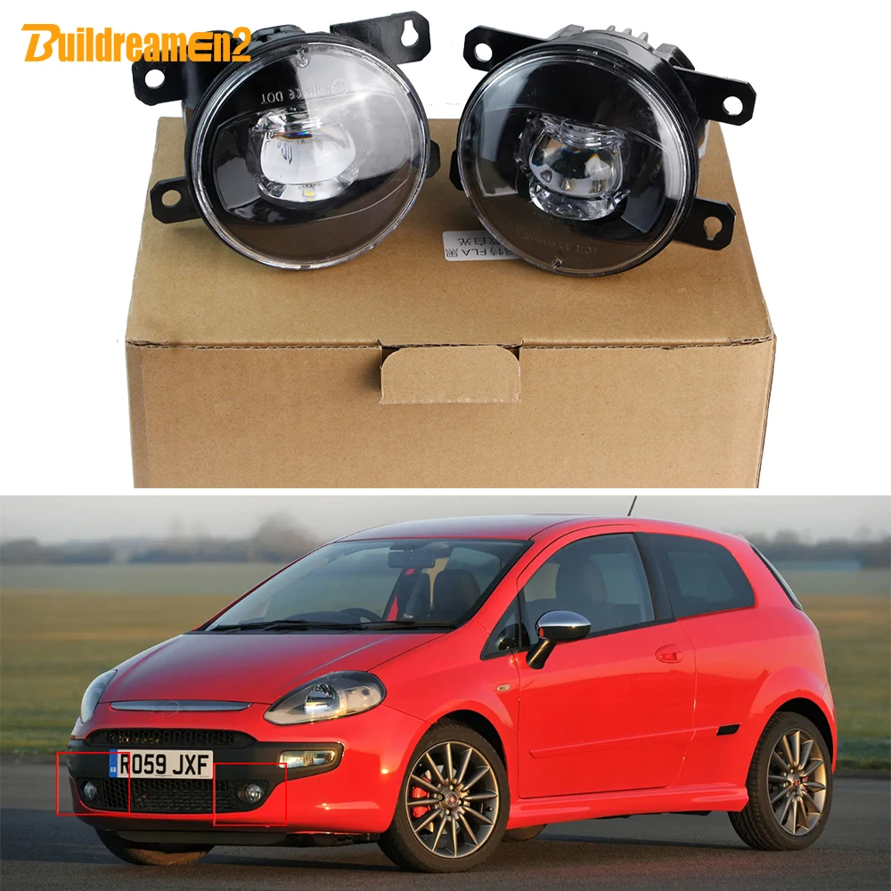 2 X Car Front Bumper LED Fog Light Assembly 30W Adjustable Fog Lamp H11 12V For Fiat Punto Evo 2012 2013 2014 2015 2016 2017