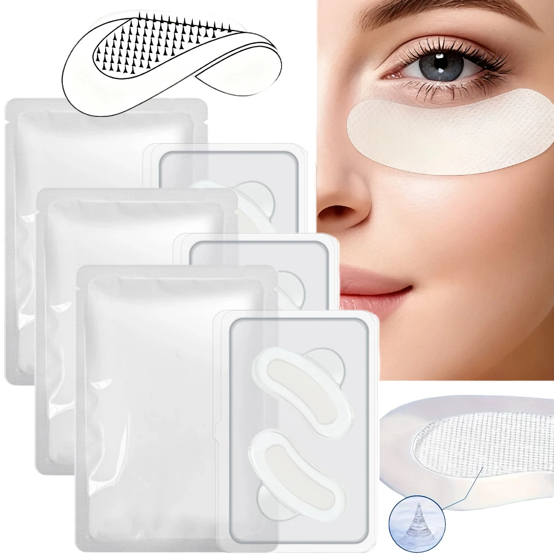 6 pezzi/3 paia di cerotti per micro-ago all'acido ialuronico, cerotti per il viso con dermoabrasione - Lunghezza ago 0,3 mm