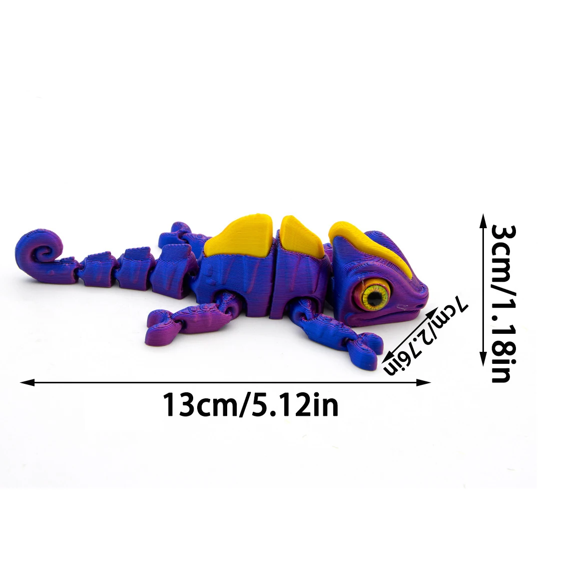 3D Printed  Multicolour Chameleon Model Figures Collectible Simulation Eyes Home Room Decoratio Multi-joint Movable Kids Gift