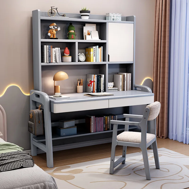 

Solid wood desk bookshelf integrated with bookcase student computer desk household bedroom writing table log children's study ta