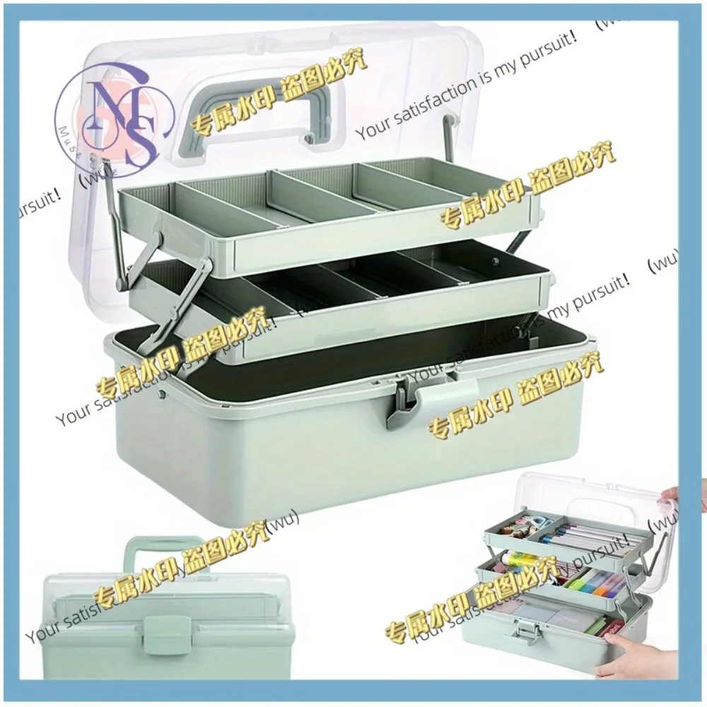 3-layer multifunctional handmade storage box with adjustable dividers and foldable