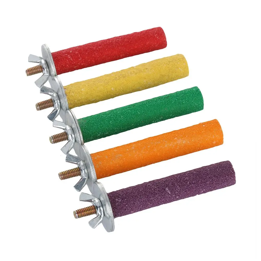 色ランダムペット用品咬傷かじる咀嚼おもちゃ足研削ステーションプラットフォーム鳥ケージオウム止まり木スタンド