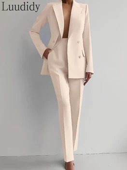Terno de duas peças feminino blazer terno senhora do escritório manga longa blazer e conjuntos de calças