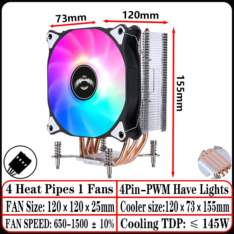 4Heat pipes 1Fan4pin