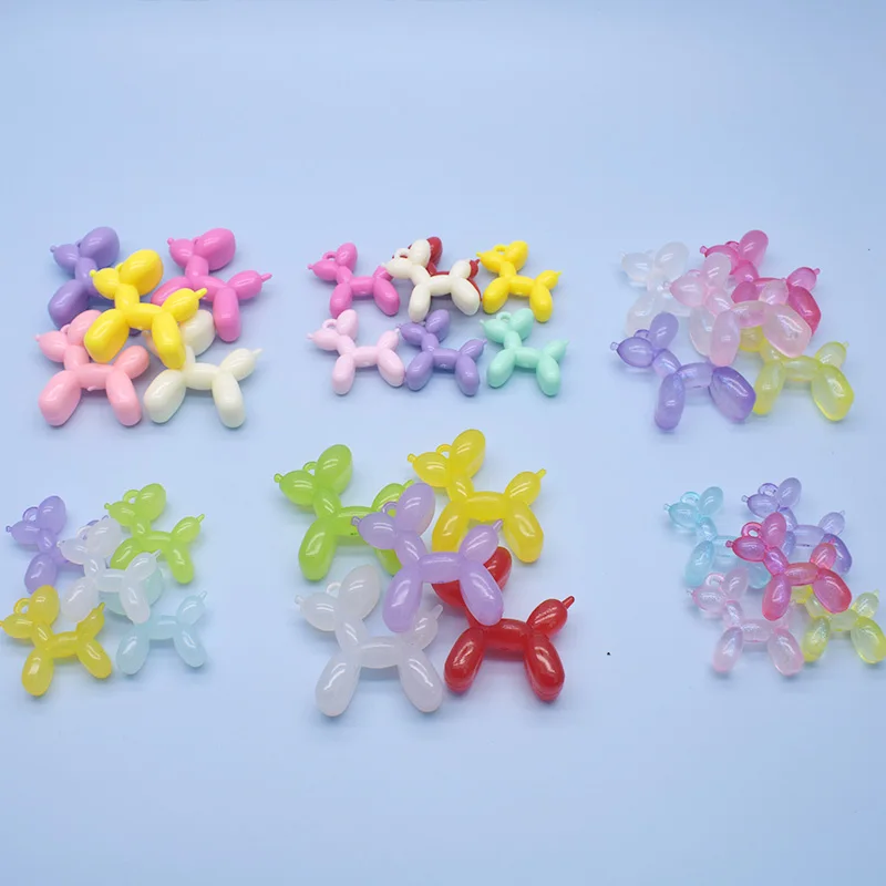 Jelly Color Stereo Lovely Animal Balloon Dog Luminous effect Acrylic Charms Jewelry Making DIY  Necklace Key chain Decoration