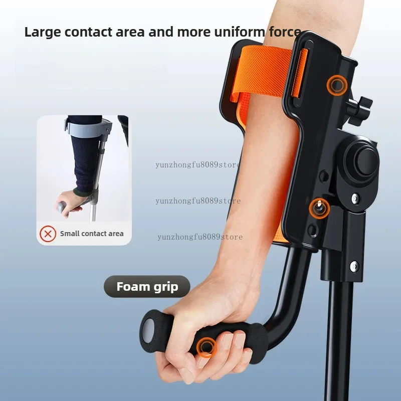 Medical Elbow Crutch - Compact Folding Cane Sturdy Arm Support for Ankle Injury, Portable Mobility Aid, Adjustable Height Walker