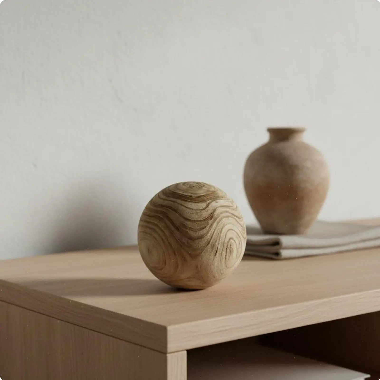 Japanese Aesthetic Wooden Sphere Nordic Style Wooden Sphere Handmade Large