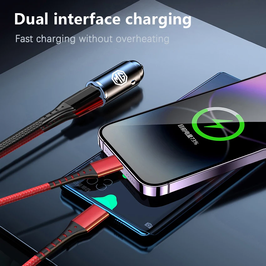 شاحن سيارة سريع USB من النوع C منافذ محول الطاقة ملحقات لـ MG 4 5 6 7 Cyberster ES5 ONE MG5 Scorpio ZS HS MARVEL-R Hector