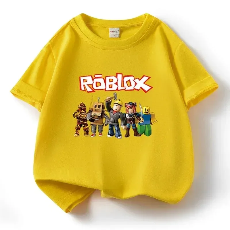 

Robloxs Boys' T-shirt Short Sleeved Pure Cotton Outfit Stylish Boys and Girls Summer Half Sleeved Top Daily Necessities