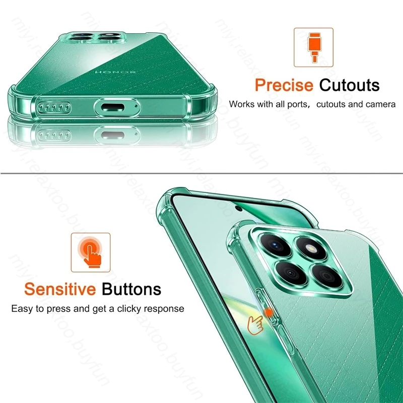 حافظة لهاتف هواوي هونور X5B X6 X6S X6A X7 X7A X7C X8 X8A X8C Honor 200 4G غطاء شفاف ذكي Fundas